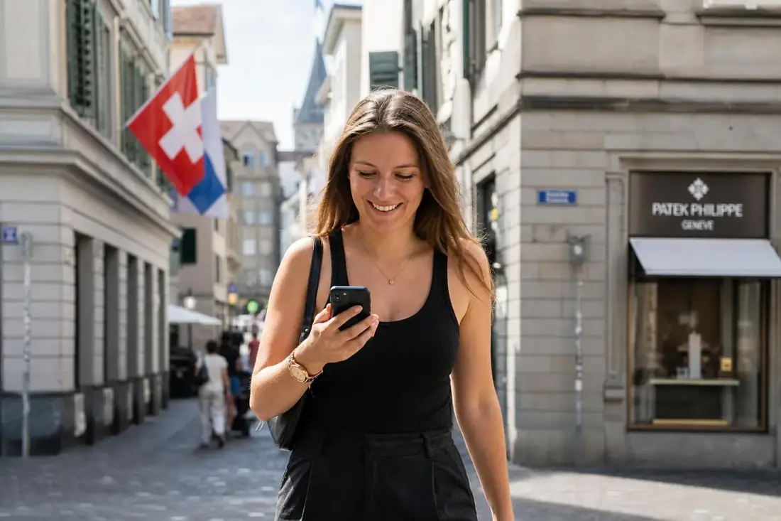 In movimento con il cellulare in Svizzera